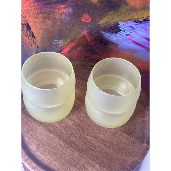 2 Frosted Yellow MCM Glass Tumblers - Picture 2 of 10